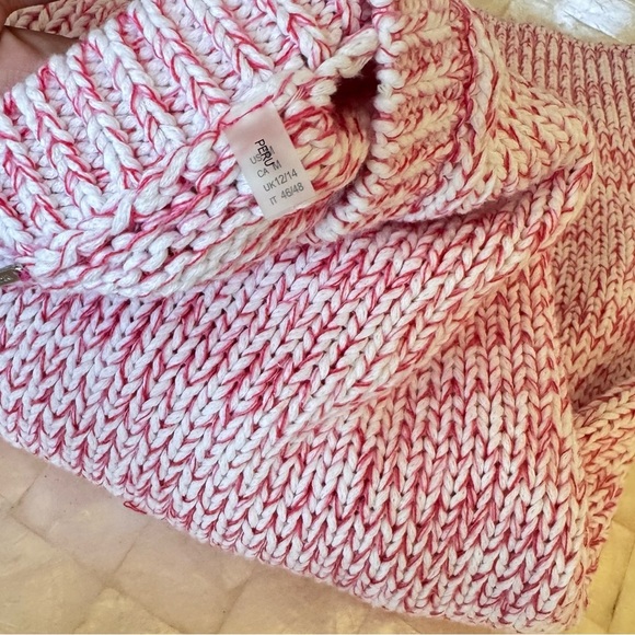 $275 ELIE TAHARI Puff Sleeve Sweater Pink Combo Peruvian 100% Cotton white M - Picture 13 of 14